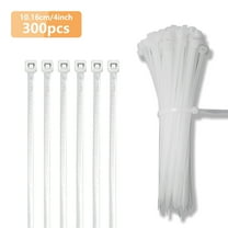 300Pcs 4 Inch Cable Zip Ties Heavy Duty, Durable Self-Locking Wire Ties, 18lbs Tensile Strength for Home, Garden, Garage, Workshop, etc.(White)