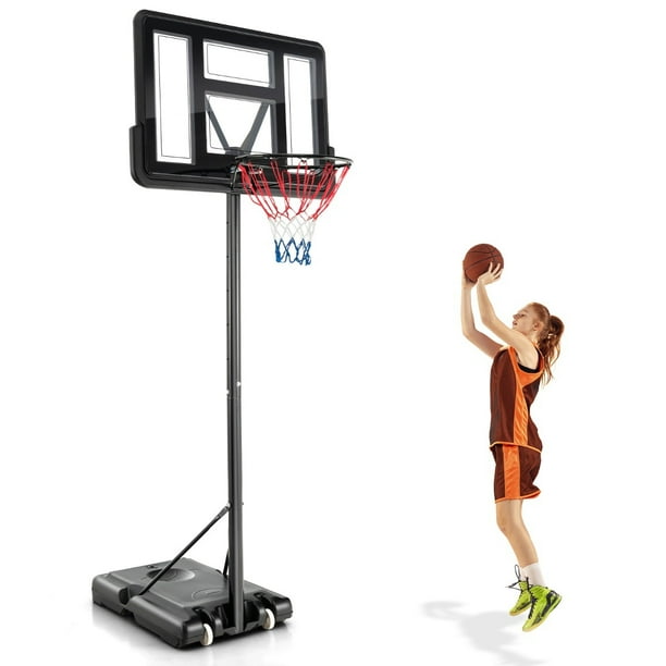 Costway Canasta de Baloncesto Altura Ajustable 1,3-3,05m con Ruedas y Base Rellenable para Niños y Adultos Negro