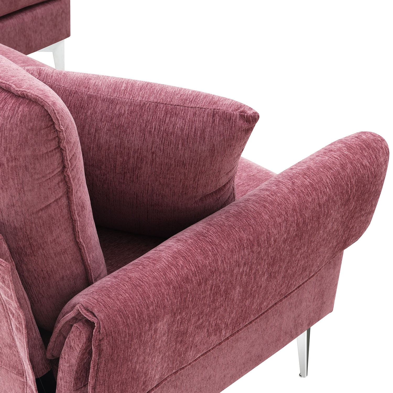 Kadyn 84 " Convertible Sectional Sofa, Modern Chenille L-Shaped Sofa Couch with Reversible Chaise Lounge and Pillows , Fabric Sofa for Living Room, Pink