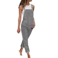 thumbnail image 1 of Pantalones de denim con peto de moda para mujer - Poliéster, corte ajustado informal, monos largos - S-XXXL, 1 of 6