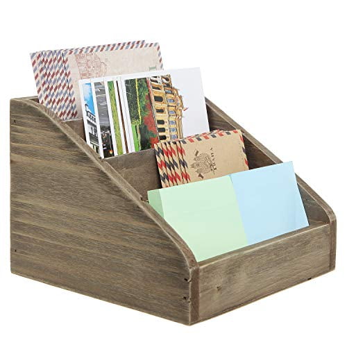 MyGift Trieur de Courrier Rustique Vintage en Bois Brun Foncé 4 Compartiments/organisateur de Bureau