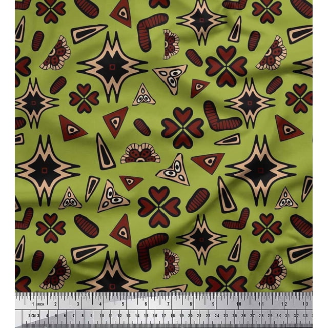 Soimoi Poly Georgette Fabric Flower Artistic Printed Fabric 1 Yard 52 Inch Wide