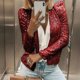thumbnail image 2 of 2Xl;Chaqueta de mujer plateada de manga larga con lentejuelas brillantes y abertura frontal informal para mujer, 2 of 4