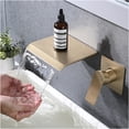 thumbnail image 2 of JERFIT Wall Mount Waterfall Tub Filler, Single Handle Brushed Gold Bathroom Faucet with Rough-in Valve, Modern High Flow Bath Sink Faucet, 2 of 7