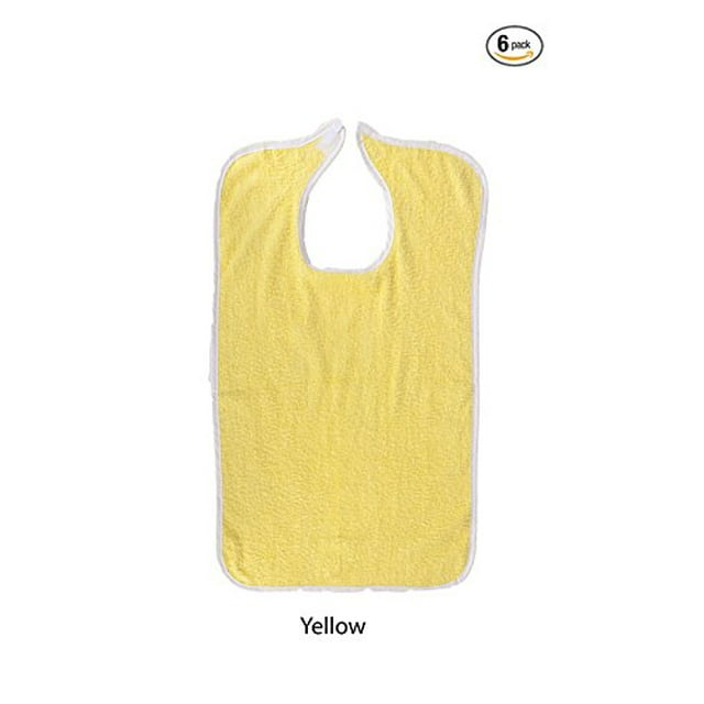 Adult Terry Cloth Bib With Velcro Closure Size 18 X 30 - 6 Pack (Yellow)
