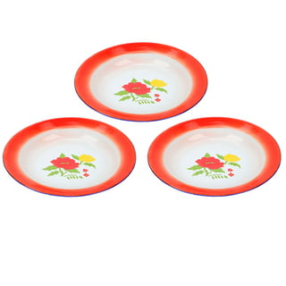 Enamelware Plate, Enamel Dish, Vintage Enamel Plate, Food Dish, Steamed Plate3pcs Vintage Style Food Snack Trays Steamed Dish Plates Kitchen Tableware