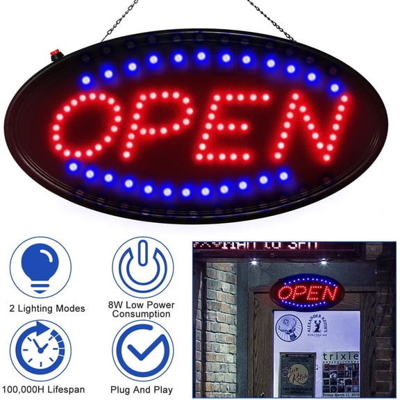 Moclever LED Open Signs for Business, 1.14lbs Neon Light Open Sign with Animated Motion Ultra Bright