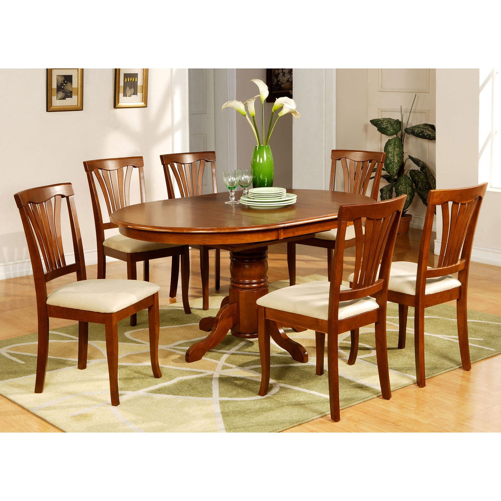 East West Furniture Avon 5 Piece Pedestal Oval Dining Table Set with