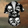 thumbnail image 2 of Halloween Mens Button Up Shirt Skull Print Turndown Collar Short Sleeve Regular Fit Funny Shirts for Men, 2 of 5