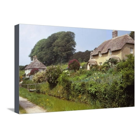 Village of Littlebredy, Dorset, 20th century Stretched Canvas Print Wall Art By CM