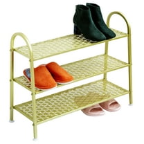 PandS 3-Tier Freestanding Shoe Rack, Holds up to 9-12 Pairs of Shoes, Gold, Modern