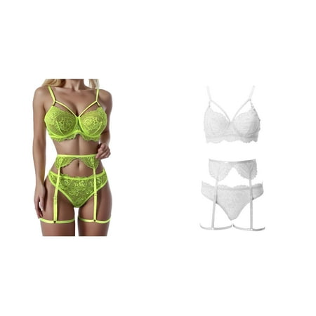 2-Pack Ring Sleepwear Pajamas Garter Underwear Steel Lace Lingerie Fashion Satin Lace Sleepwear Set Briefs for Men Pack Mens Underwear under Women s Lingerie Set Stretchy Lace Bandeau Bra