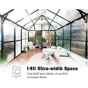 Jocisland 14x9.5x9 FT Polycarbonate Greenhouse Double Swing Doors 2 Vents 6FT Added Wall Height, Walk-in Large Winter Greenhouse Sunroom Aluminum Greenhouse for Outdoors, Black