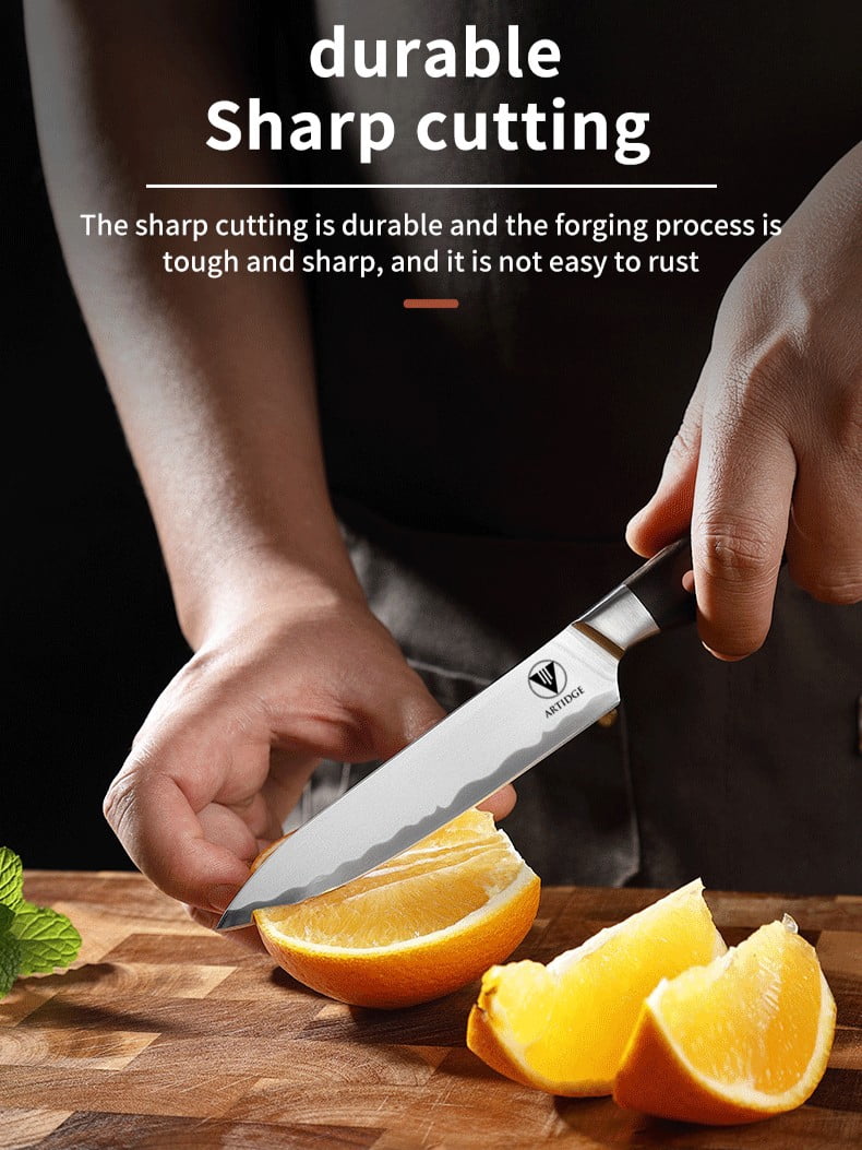 ARTIDGE 5 Inch Utility Knife, Ultra Sharp Japanese High Carbon Stainless Steel Kitchen Knives Set, Non-slip Professional Cooking Knife with Ergonomic Ebony Handle