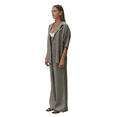 thumbnail image 2 of Gdvsclr Women'S 2 Piece Outfits Solid Color Long Sleeve Linen Pants Suit Shirt Wide Leg Tracksuit Casual Straight Pants Grey L, 2 of 7