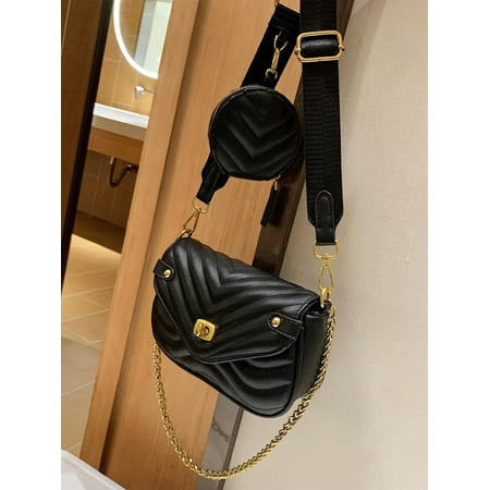 

Women s Mini Strip Studded Flat Shoulder Handbagsuette Shoulder Handbags Black