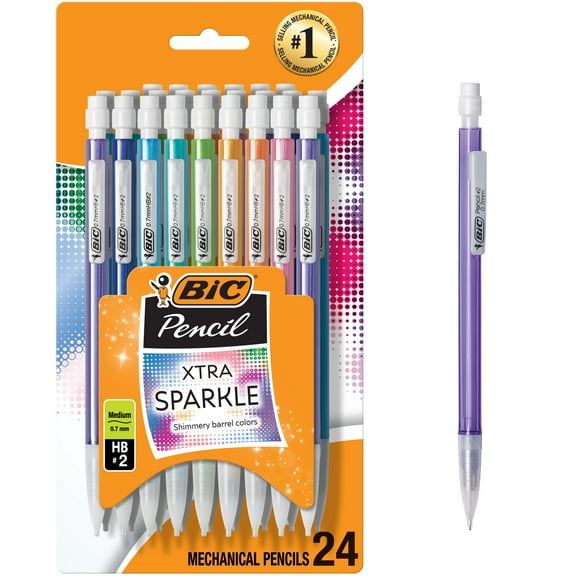 BIC Xtra Sparkle Mechanical Pencil, 0.7 mm, 24 Count