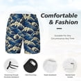 thumbnail image 5 of Lsque Mens Swim Trunks Japanese Water Wave Pattern - Bathing Suit Compression Liner - Beach Swim Shorts Swimwear - (S-3XL) - Stretch Quick Dry -X-Large, 5 of 9