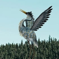 36 Inch Crane Statue for Garden Decor, Bird Yard Art Coastal Ocean Decor, Outdoor Heron Garden Animal Sculpture for Backyard, Yard, Patio, Porch, Gray, 1Pc