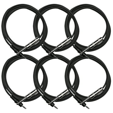 Seismic Audio 6 Pack of 6 Foot Stereo 1/8 Inch TRS to Mono 1/4 Inch TS Patch Cables - DJ Cable Black - SA-iSTMO6-6Pack