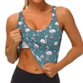 thumbnail image 3 of Fotbe Elegant Flamingo Sujetador Deportivo Largo sin Aros para Mujer con Almohadillas y Soporte Medio, Transpirable y Absorbente, Camiseta Tipo Chaleco o Tank Top-Medium, 3 of 8