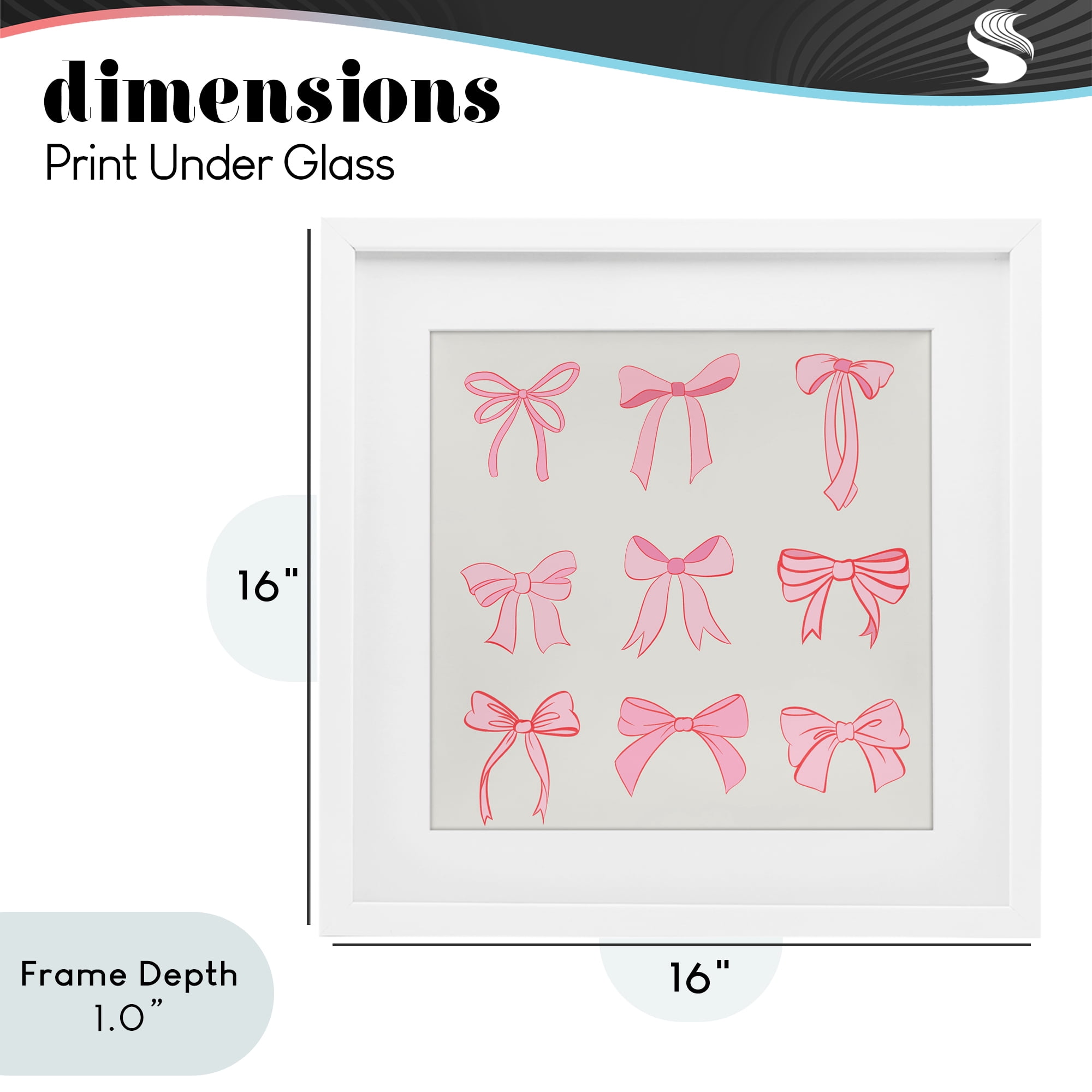 Stupell Industries Pink Coquette Ribbons White Framed Print Under Glass, design by Emily Navas