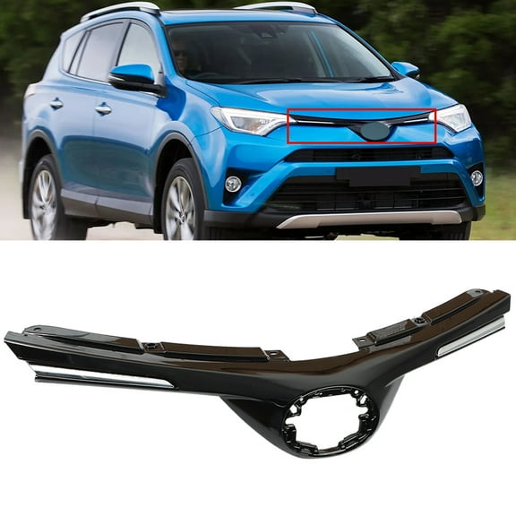 ALL-CARB Fit For 2016-2018 Toyota RAV4 LE/XE/L Front Bumper Upper Grille Black Trim Grill