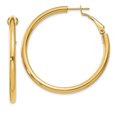 thumbnail image 1 of 14k Yellow Gold 3x35mm Round Omega Back Hoop Earrings, 1 of 8