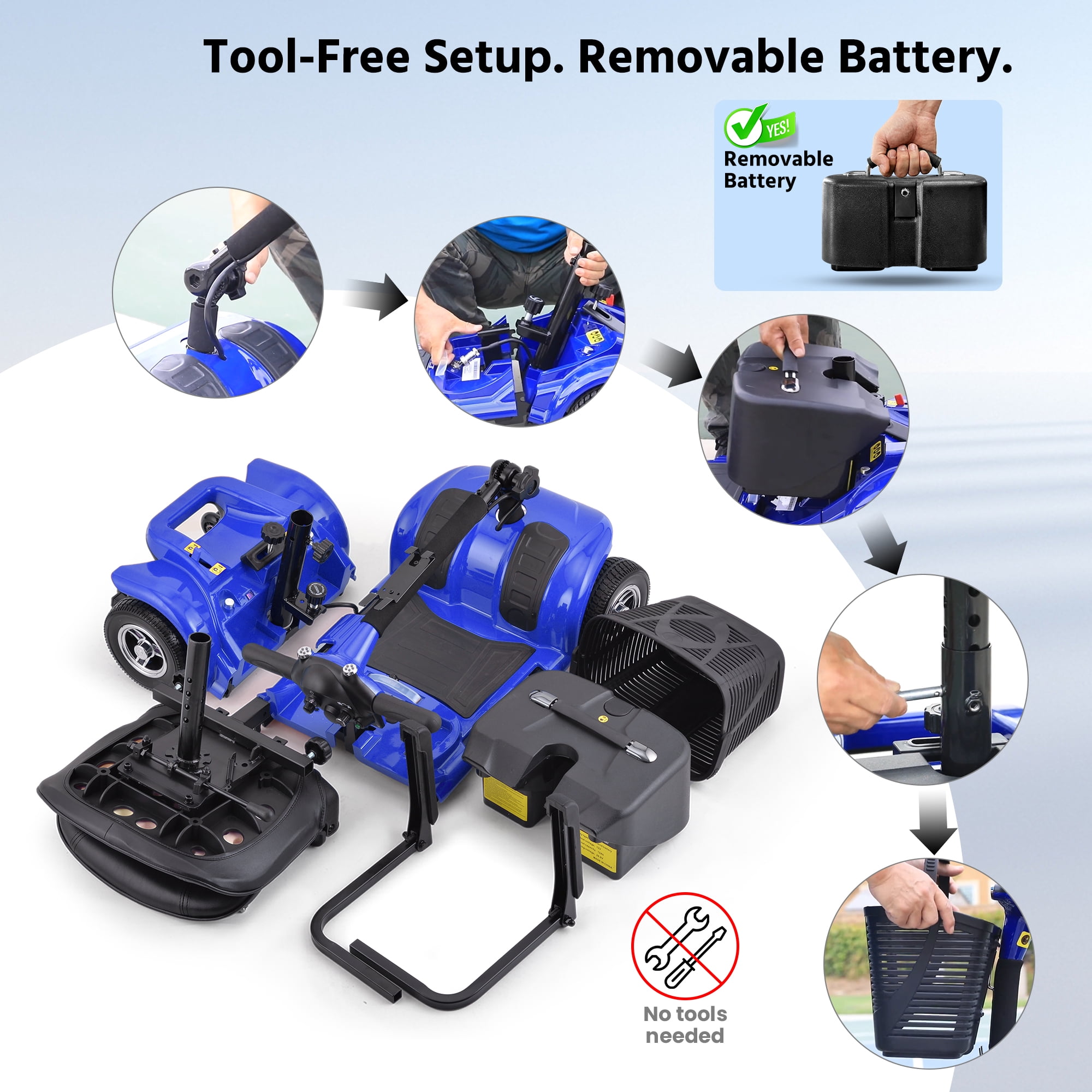 Arshin Upgrade 4 Wheels Mobility Scooters for Seniors & Adult,All Terrain Motorized Scooters with 300 lbs,Blue
