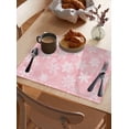 thumbnail image 3 of Pink Christmas Snowflake Placemats Set of 2 Winter Snowflake Abstract Art Heat Insulation Washable Place Mats, Rustic Non-Slip Table Mats for Dining Table Party Kitchen Decor,13x19 Inch, 3 of 4
