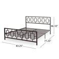 thumbnail image 3 of Queen Size Metal Bed Frame with Vintage Rectangle Design Headboard and Footboard,No Box Spring Required,Noise-Free,Brown, 3 of 6