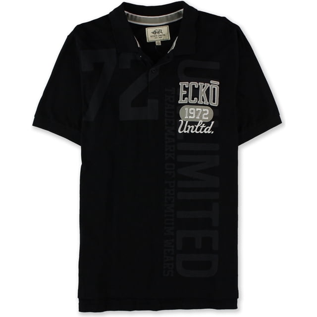 Ecko Unltd. Polo de rugby con bloque numérico para hombre, negro, grande