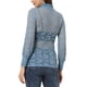 thumbnail image 3 of INSPIRAR CHIC Blusa de Encaje Floral Semitransparente de Manga Larga con Cuello Alto para Mujeres M Gris Azul, 3 of 6