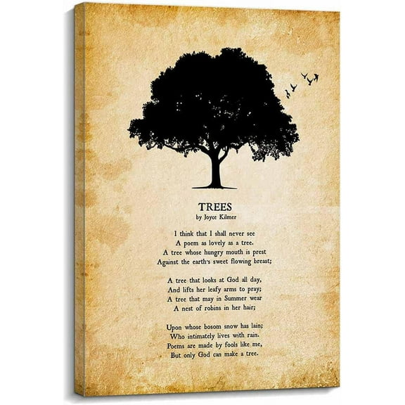 ADALE Trees Poem Wall Decor Joyce Kilmer Quotes Wall Art Poetry Posters Modern Pictures for Living Room Decorations Artwork Rectangular Painting Oil Picture Gifts Unframed 8x10 Inch