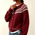 thumbnail image 6 of Rrxhxhs Cardigan Sweaters for Women Crew Neck Fair‑Isle Jacquard Toggle Closure Long Sleeve Retro Nordic Knit Cover Up, 6 of 6