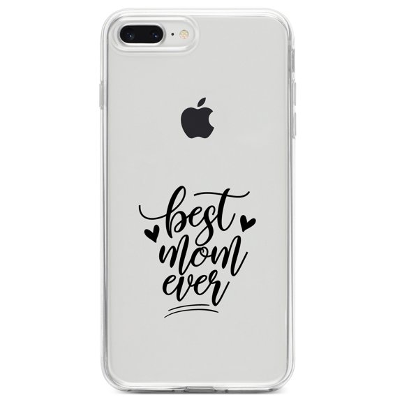 DistinctInk Clear Shockproof Hybrid Case for iPhone 7 PLUS / 8 PLUS (5.5" Screen) TPU Bumper Acrylic Back Tempered Glass Screen Protector - Best Mom Ever - Hearts