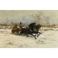 thumbnail image 2 of Antoni Piotrowski 14x11 Black Ornate Wood Framed Double Matted Museum Art Print Titled: Winter Landscape with a Horse Drawn Carriage (1883), 2 of 5