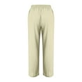 thumbnail image 4 of SELONE Trouser Pants for Women Mid Waist Plus Size Lounge Pants Cotton Linen Cropped Trouser Loose Casual Long Beach Pants Pull on Solid Straight Lightweight Beige 3XL Tall Breathable Summer Clothes, 4 of 5