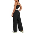 thumbnail image 3 of Conjunto de chándal para mujer ATHLECHIC, con tirantes de espagueti, top corto y pantalones rectos M en negro, 3 of 5