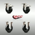 thumbnail image 2 of 4 Inch 316SS Hard Rubber Wheel Swivel Top Plate Caster Set 2 Lock Brake 2 Rigid, 2 of 2