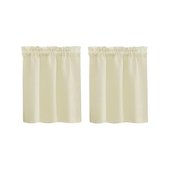Bizhua Curtain Solid Color High Precision Through the Rod Small Curtain American Shade Decoration Kitchen Coffee Short Curtain, 2* Short Curtains