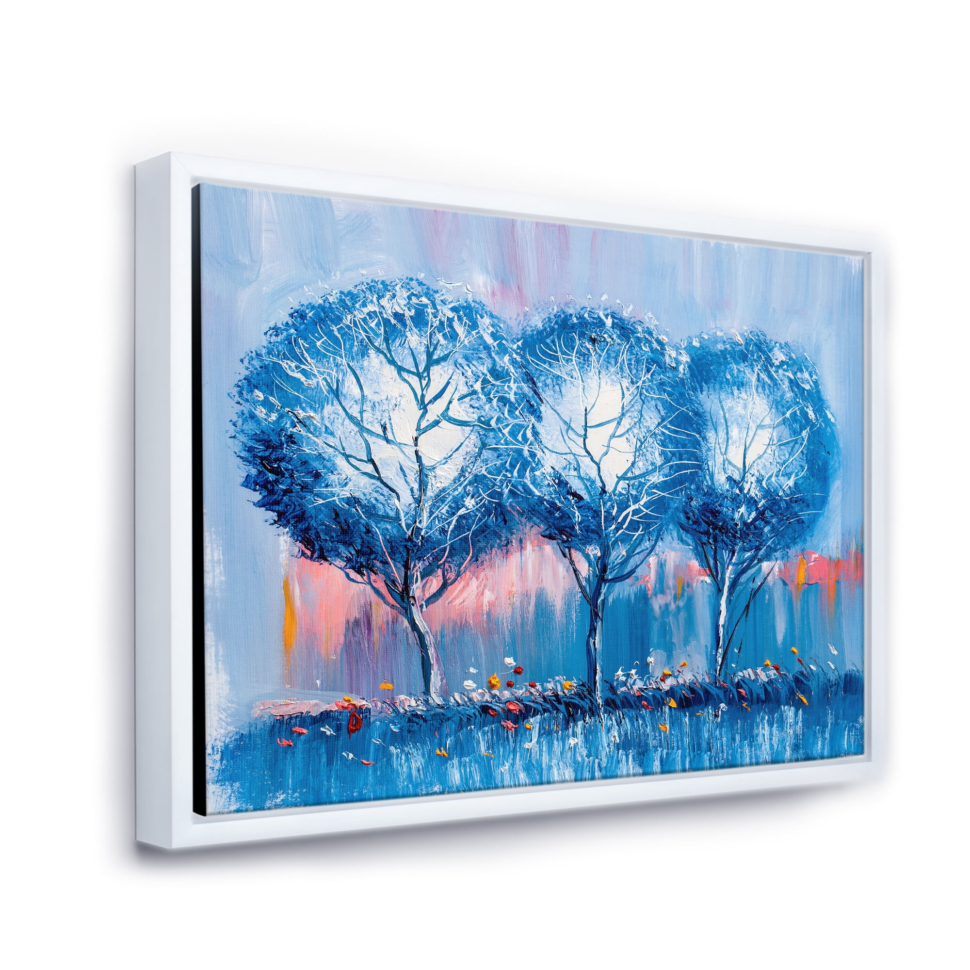 Designart 'Colourful Landscape Trees Impressionist III' Modern Framed Canvas Wall Art Print