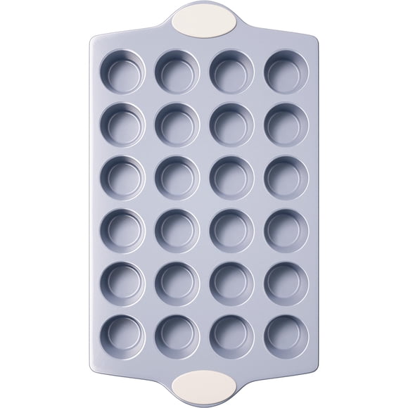 Molde pequeño para magdalenas BRONYPRO, de cerámica, antiadherente, 24 tazas, color blanco crema
