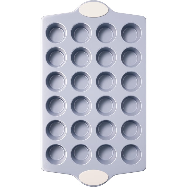 Molde pequeño para magdalenas BRONYPRO, de cerámica, antiadherente, 24 tazas, color blanco crema