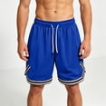 thumbnail image 2 of Bpyeka Big & Tall Men's Striped Trim Basketball Shorts, Elastic Drawstring Waist Quick Dry Loose Fit Breathable 5 Inch Sport Bottoms for Running, 3XL-5XL, Blue, 2 of 9