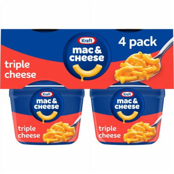 Pack of 2 - Kraft Triple Cheese Mac N Cheese Macaroni and Cheese Cups Dinner 4 ct