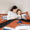 thumbnail image 5 of Homewish Vintage Baseball Print Full Size Comforter Sets for Boy, Chocolate Blue Abstract Line Bedding Comforter Set, Cartoon Sports Theme Reversible Bedding Sets, Lightweight Room Decor, 3pcs, 5 of 8