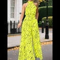 thumbnail image 4 of Elegantes para Mujer, para Fiestas de Noche, Invitadas de Boda, Grandes, Sin Mangas, Pantalones Largos de Pierna Amarillo S, 4 of 5