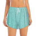 thumbnail image 2 of Balery Teal Turquoise Glitter Pantalones cortos deportivos para mujer con forro y dos bolsillos, elásticos, para entrenamiento, gimnasio, yoga-Medium, 2 of 7