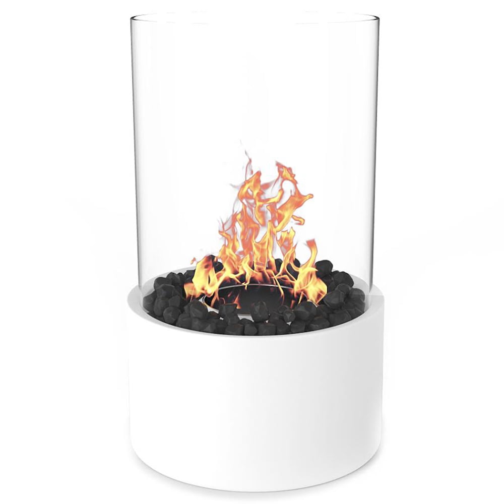 Regal Flame Eden Ventless Indoor Outdoor Fire Pit Tabletop Portable Fire Bowl Pot Bio Ethanol Fireplace in White - Realistic Cle